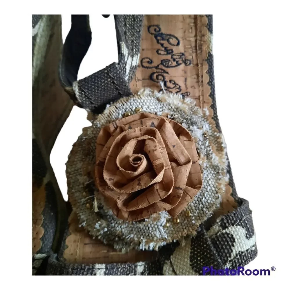 Naughty Monkey Parisian Rosette Wedge Sandals